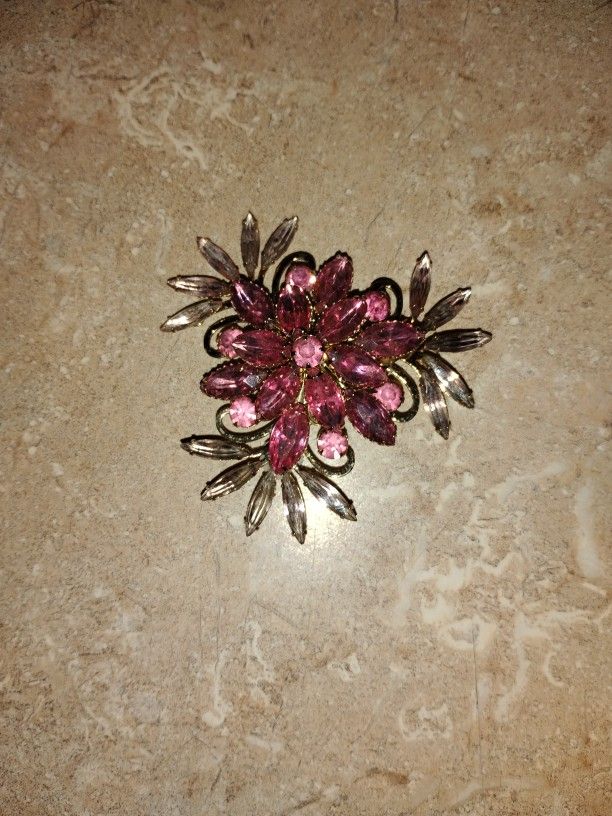 Vintage Judy Lee Pink Ice Brooch