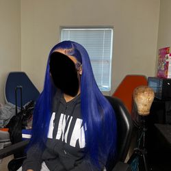30in blue human hair wig