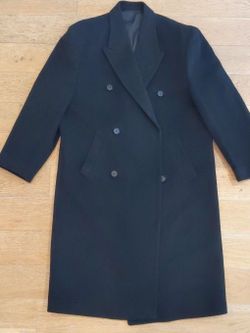 Men's Double-breasted Cashere/Wool Alfani For Macy's Black Overcoat