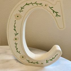 Large Wooden "C" with Flower Trim