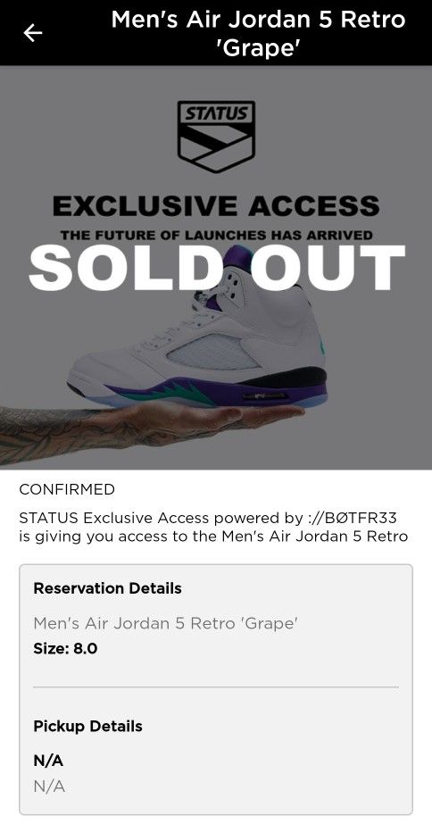 Air Jordan Grape 5s Size 8
