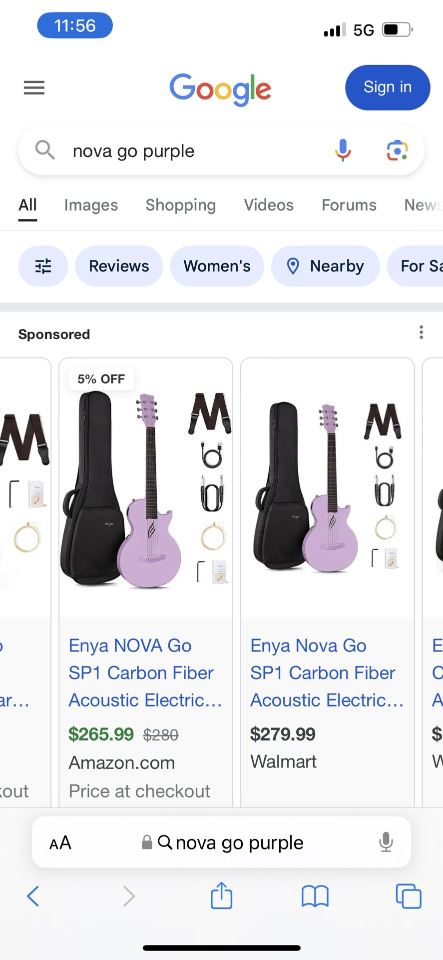 Nova go purple Carbon guitar