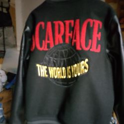 Leather Jacket Size Large ( The World Is Yours )