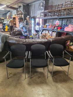 Set of 3 Black Office Guest Chairs