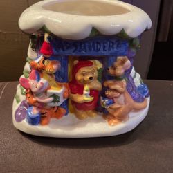 Disney Winnie The Pooh Mr Sanderz Porcelain Christmas 5" Vase Jar 