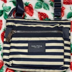 Nautica Blue And White Striped Crossbody Purse Shoulder Bag