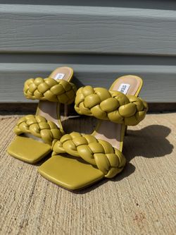 Steve Madden Women's Kenley Heeled Sandal in Citron, Size 6.5