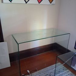 2 SET Glass Desk And Coffee Table 