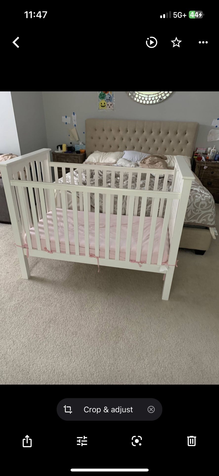 Pottery Barn Kendall Crib With Mattress and Changing Table Top