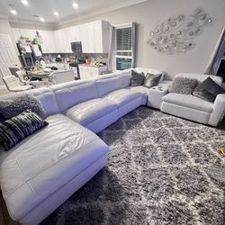 Like New White Leather Couch and Rug