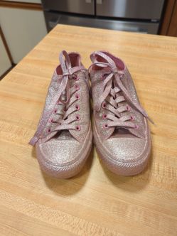 Pink glitter converse shoes ladies size 8