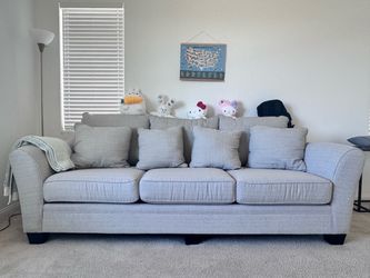 100" Light Gray 3-Seat Upholstered Sofa
