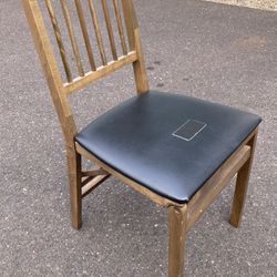 Stakmore Vintage Wood Folding Chair Vinyl Mid Century Modern 