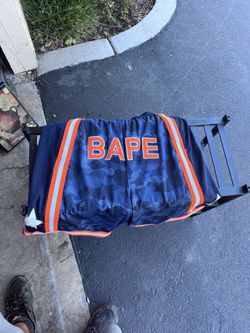 The BAPE Color Camo Wide Basketball Shorts in Navy