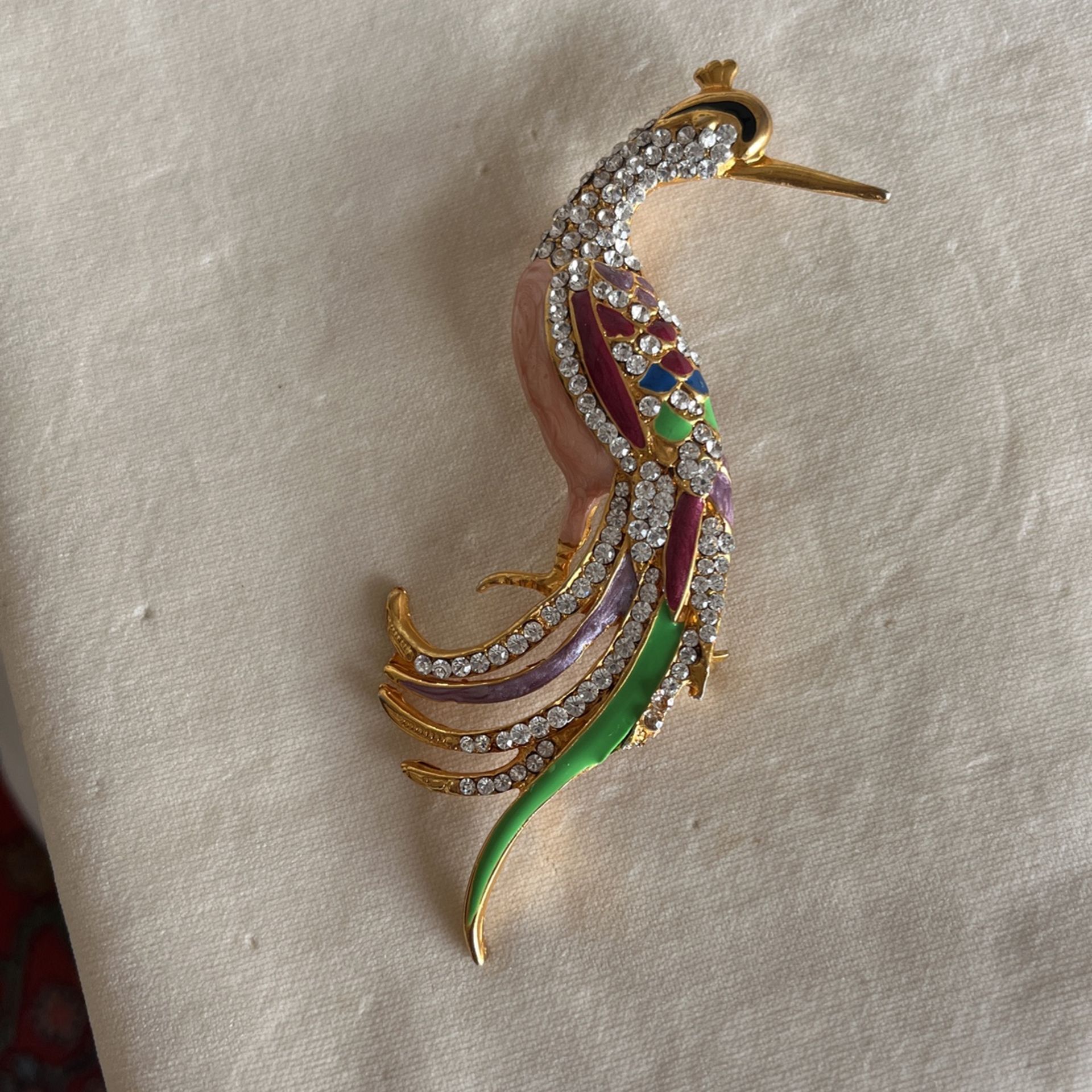 Bird Brooch With Rhinestones