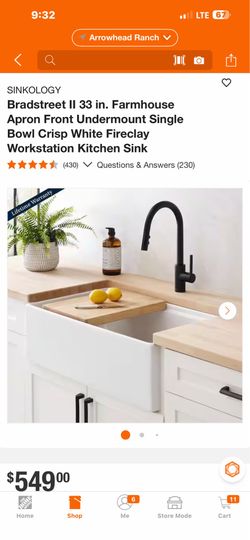 SINKOLOGY Bradstreet I| 33 in. Farmhouse Apron Front Undermount Single Bowl Crisp White Fireclay Workstation Kitchen Sink