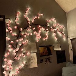 Pink Cherry Tree Vine Lamp, USB Model With 8 Flashing Modes, Soft And Bendable Fairy Light, Suitable For Home Decoration/Fairy Garden