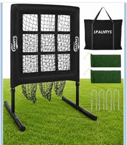 9 Hole Pitching Net with Strike Zone,Improve Baseball Softball Accuracy Training, Adjust Height to 45 Inches, Portable Set up, Indoor Outdoor Practice