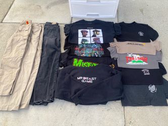 12 Piece Clothing Bundle + Plastic Dresser (Band + Skate+Streetwear)