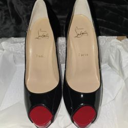 New Christian Louboutin Very Privé 120 mm Platform pumps - Patent calf leather - Black - Women's Size EU 38 (US 7.5)