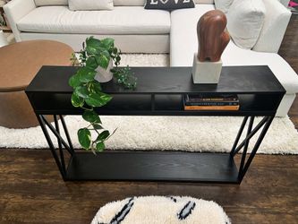 BLACK WOOD + METAL CONSOLE TABLE. LIKE NEW. MSRP $199
