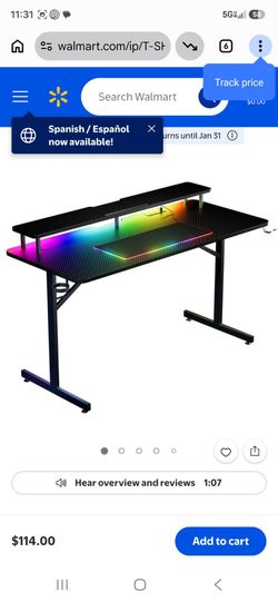 RGB Gaming Desk with Monitor Shelf