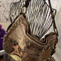 Coach Animal Print Patchwork Shoulder Bag