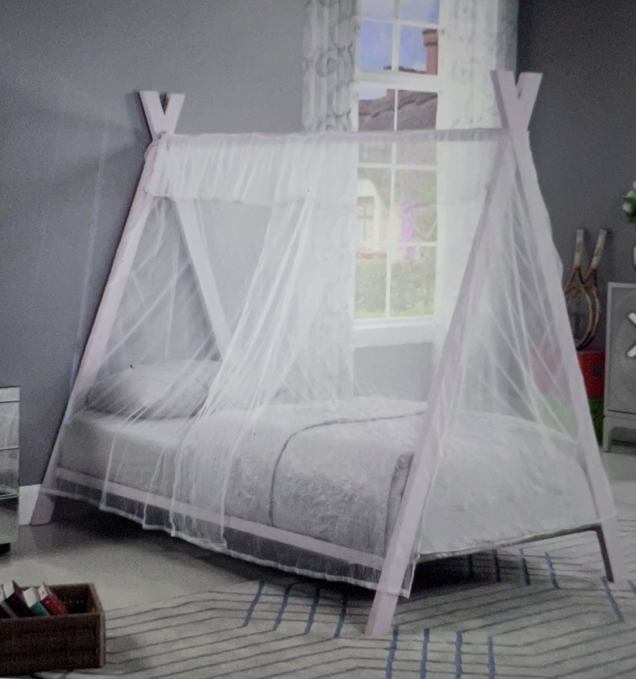 Twin Tent Bed In Pink Color (metal)