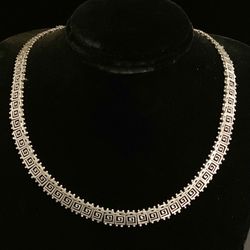 925 Sterling Silver Greek Tribal Mexico Necklace 16” 