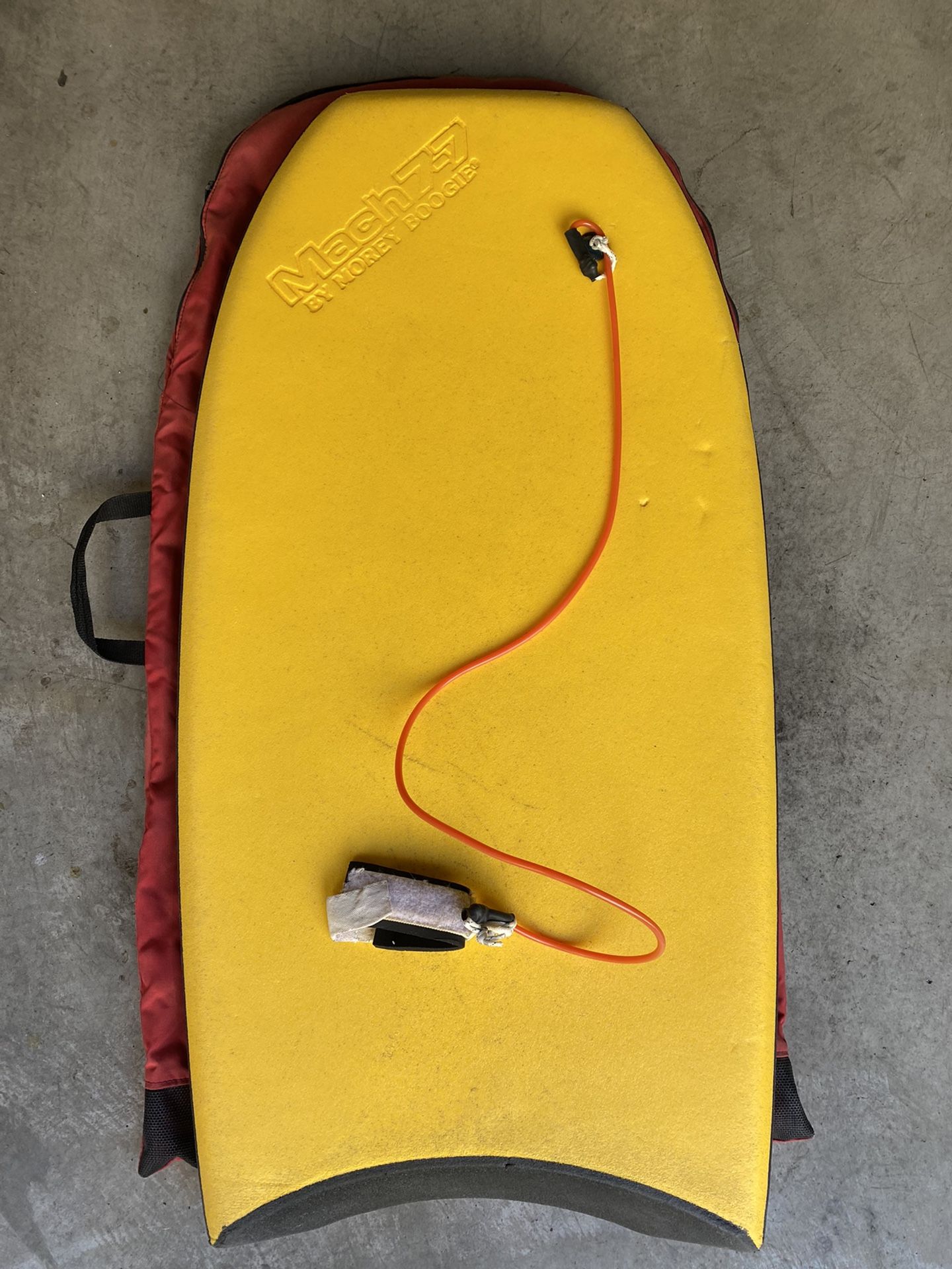 Vintage Morey Boogie Board Mach 7-7 Bodyboard with leash And Carrying Case