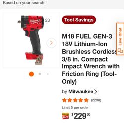 Brand New Milwaukee 3/8 Impact And 3.0 Battery 