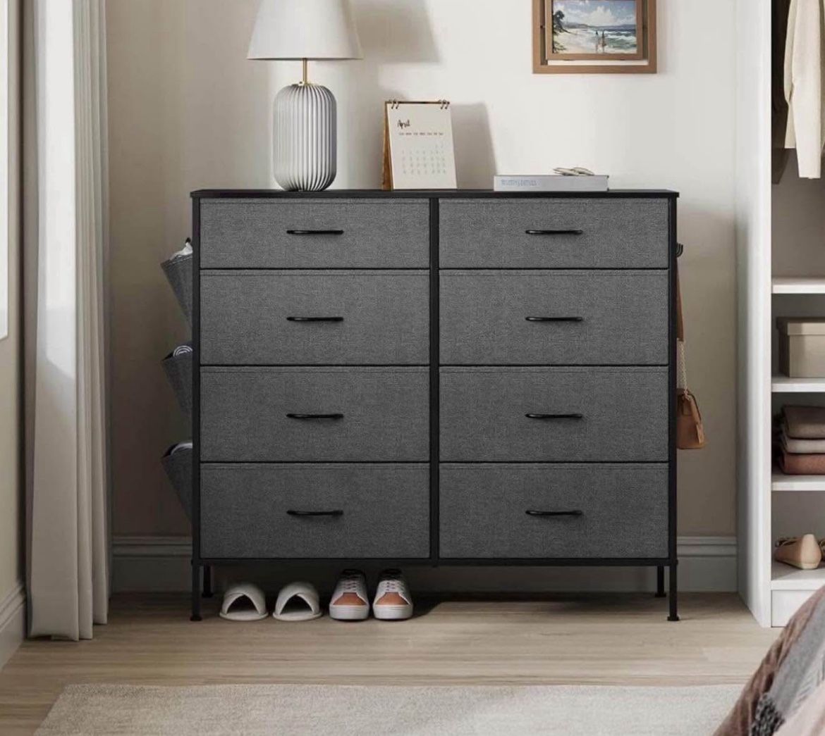 8-Drawer Dresser for Bedroom, Chest of Drawers with Side Pockets, Drawer Dividers, Fabric Storage Organizer for Closet, 13.8 x 42.1