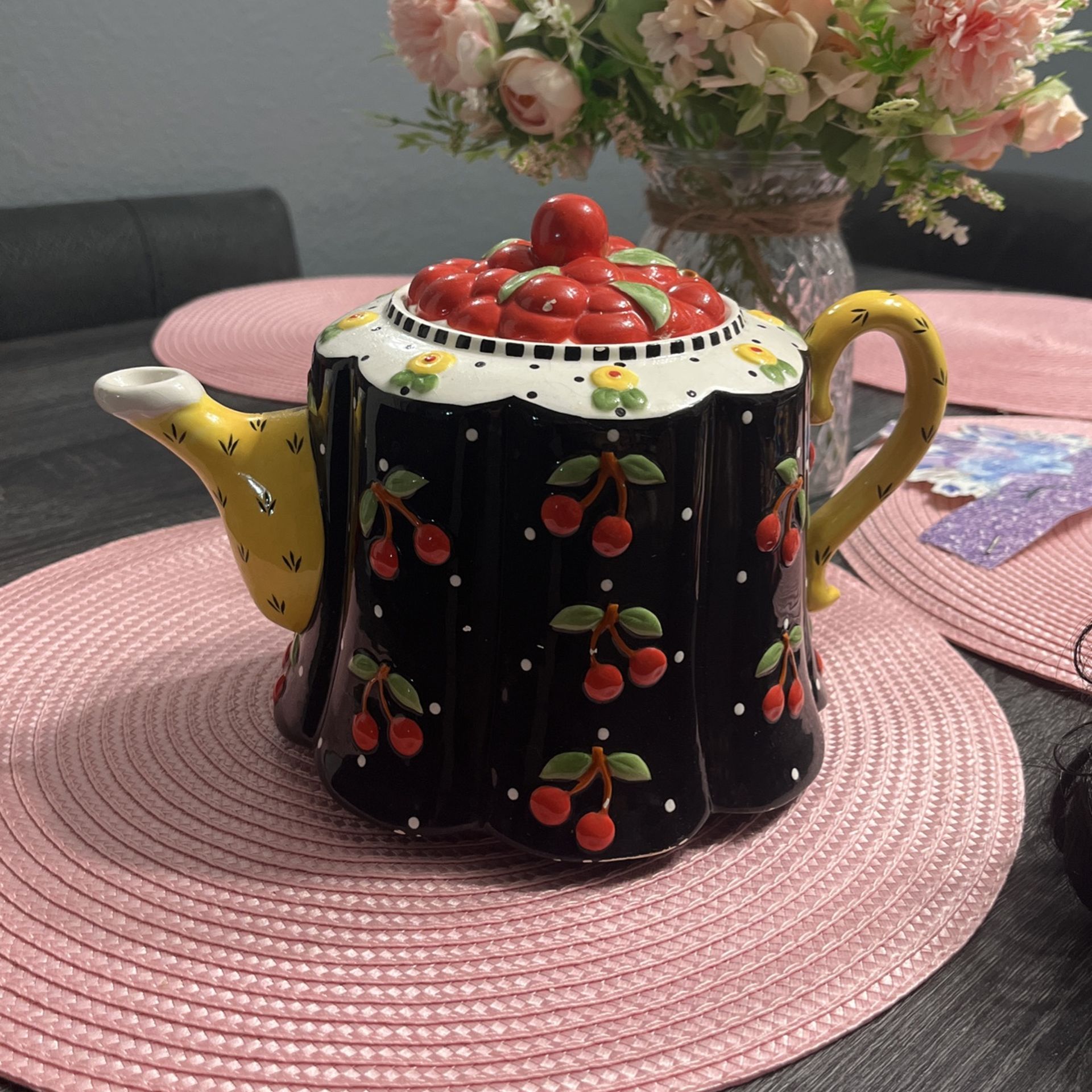 Mary Engelbreit Cherry Tea Pot
