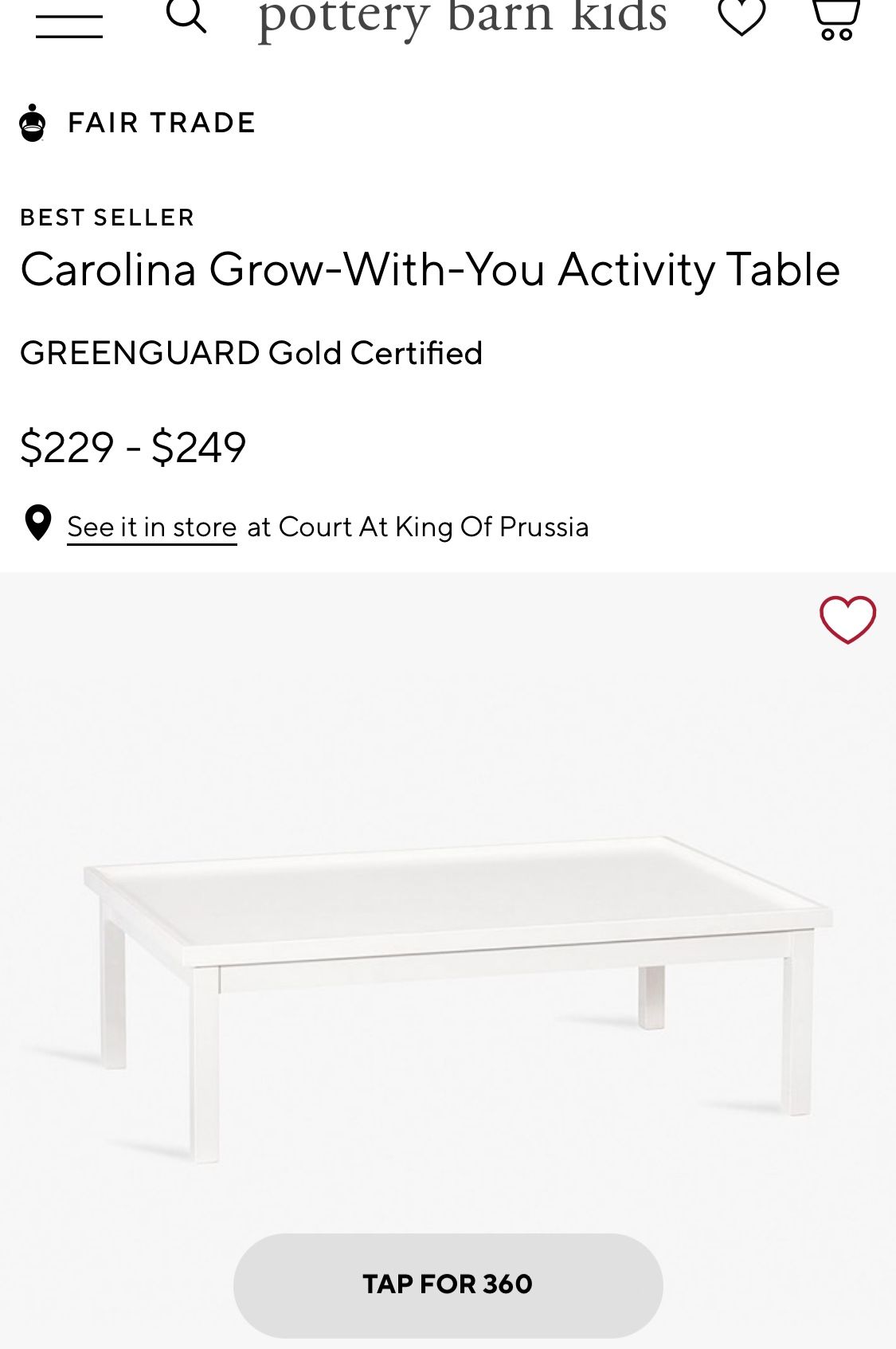 Pottery Barn Carolina Grow-With-You Activity Table