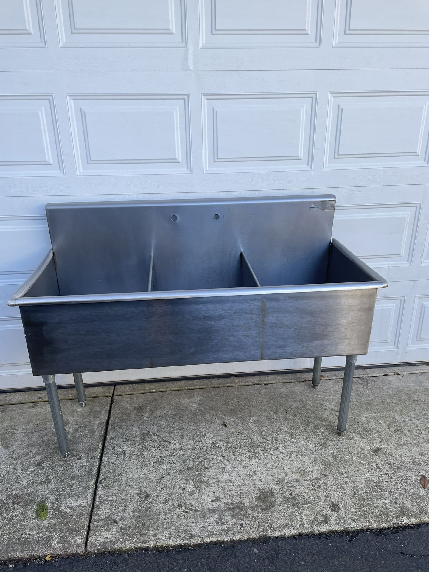 57x24 Stainless Steel 3 Compartment Sink