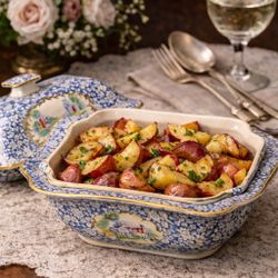 British Anchor Pottery England 1930s Celebrate Covered Serving Dish, 11x9x6”