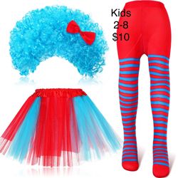 Kids Thing 1 or Thing 2 Costume 2-8 Dr Seuss Halloween