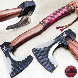 Handmade High Carbon Steel Axe With Leather Wrapped Handle