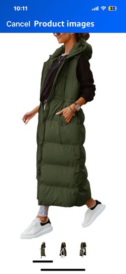Women's Long Quilted Vest Hooded Maxi Length Sleeveless Puffer Vest Padded Coat