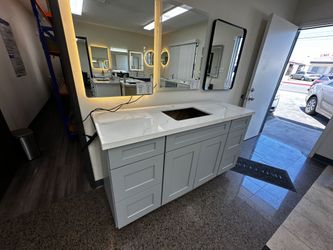 **60" Gray Single Sink Bathroom Vanity Cabinet**