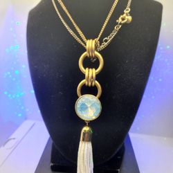 J. CREW  (PRICE REDUCED)  NECKLACE, 13"I, SKY BLUE CABOCHON STONE.
