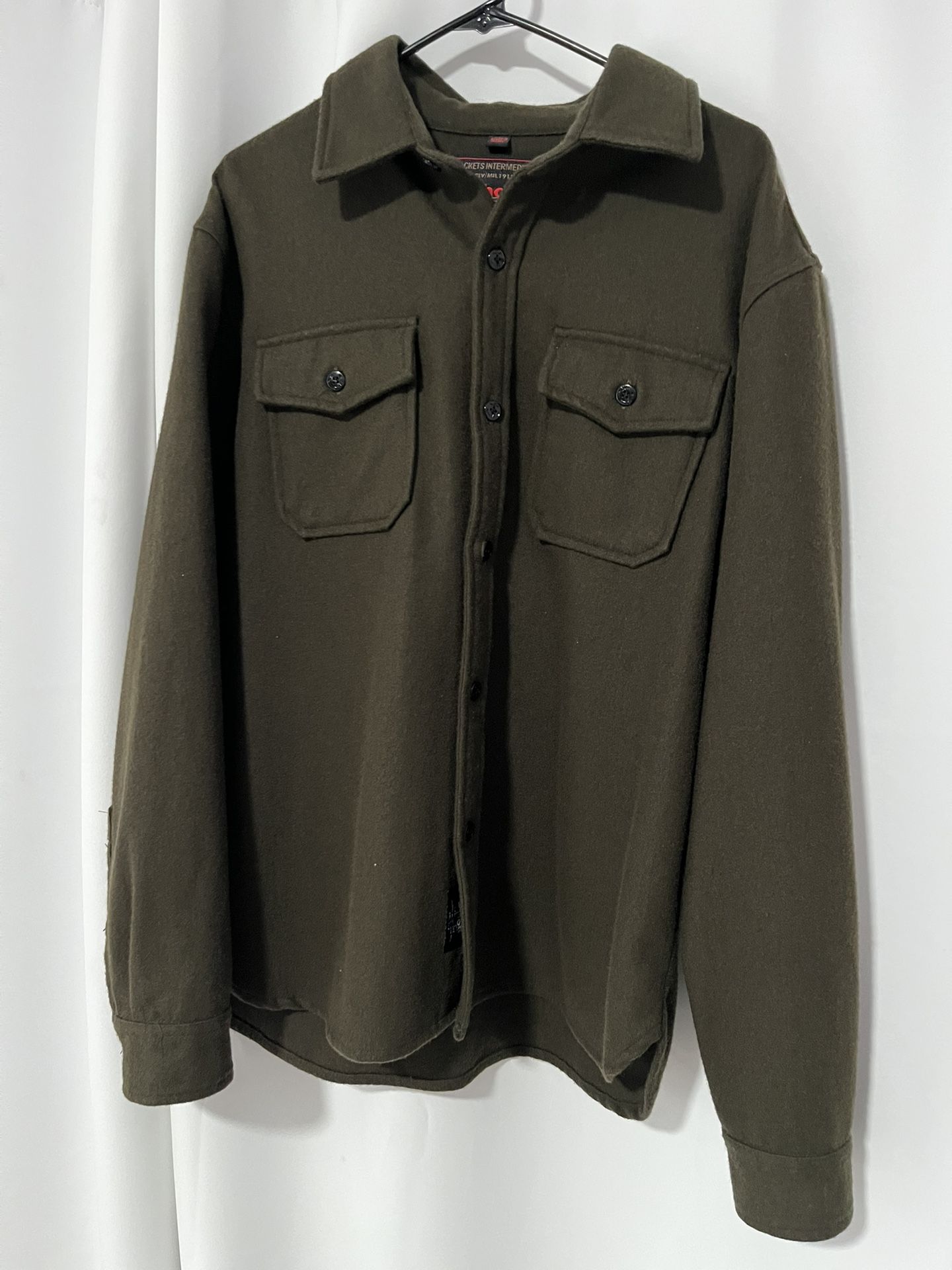 SCHOTT NYC Men’s Wool Blend CPO Shirt, Shacket, Jacket / Large / Military Green