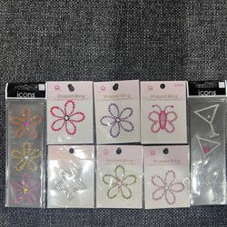 8 Pack Shaped Blings Flowers, Star, Butterfly, & Martini Glass