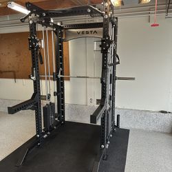 PRO SERIES Ultimate Half Rack Functional Trainer w/Smith Machine Bar | 320lb Stack | Gym Equipment | Fitness | Commercial | Squat Rack 
