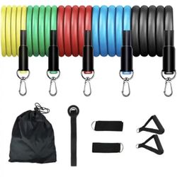 11 Piece Yoga and Home Workout Resistance Bands Set With Carrying Case - Yoga And Home Workouts