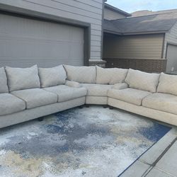 Modern Beige Sectional Sofa Set with Chair & Ottoman