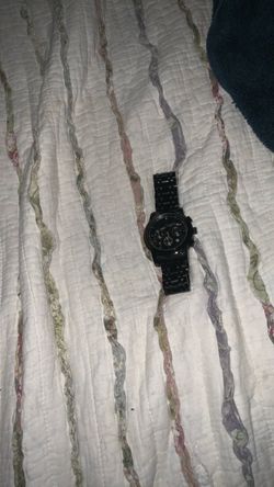 Black Chronograph Watch with Metal Bracelet