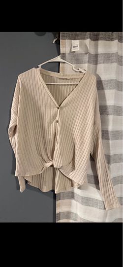 Ribbed Button-Front Tie Hem Top