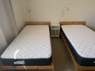 IKEA NEIDEN Kids Twin Bed Frames x2 + Mattresses (Free Nightstand!) — Moving Sale