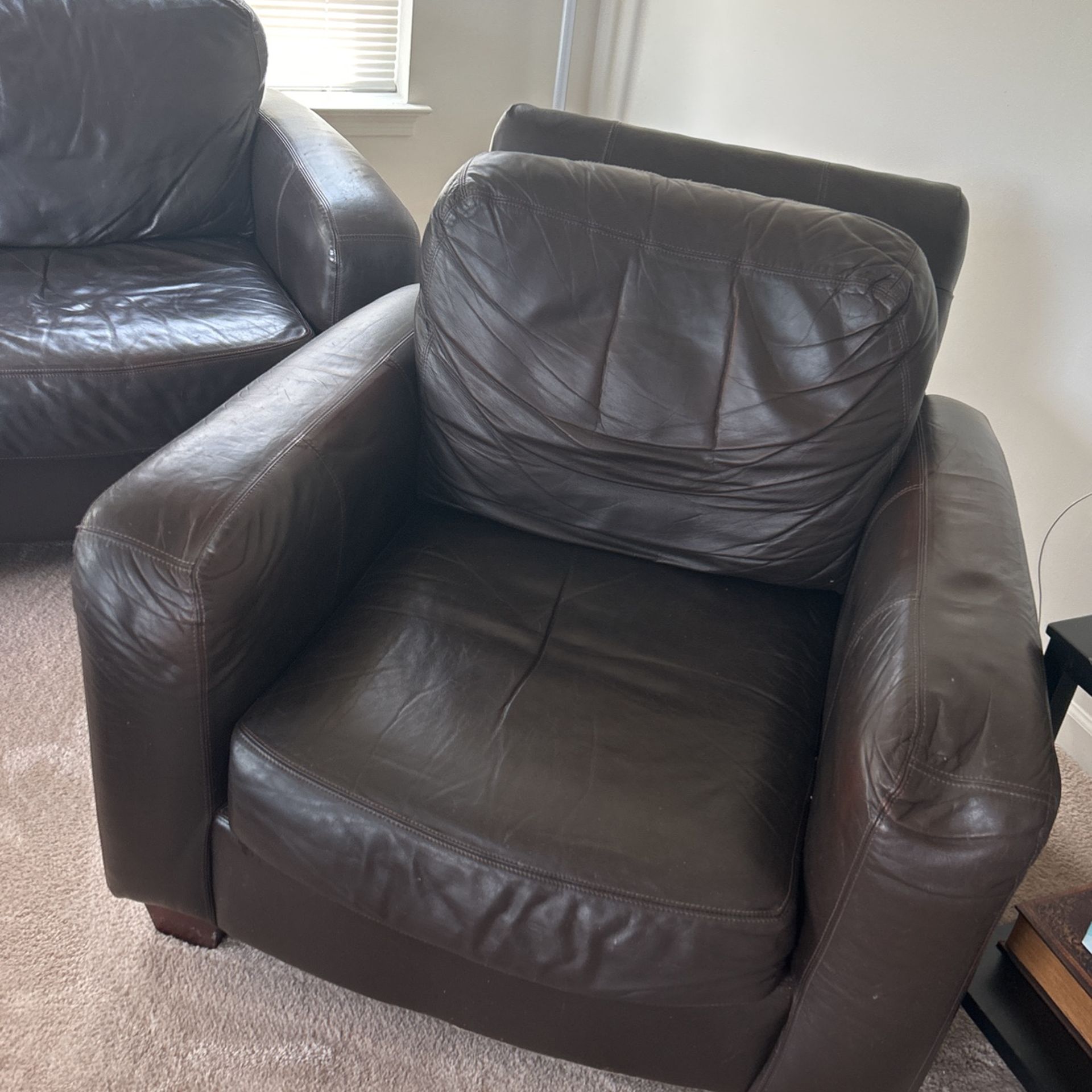 Broyhill Leather Couch And Lounge Chair With Ottoman